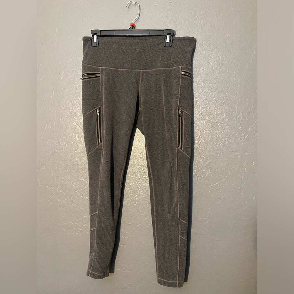 Athleta Herringbone Sly Drifter‎ Leggings LP Zipper grey High Waist Full Length